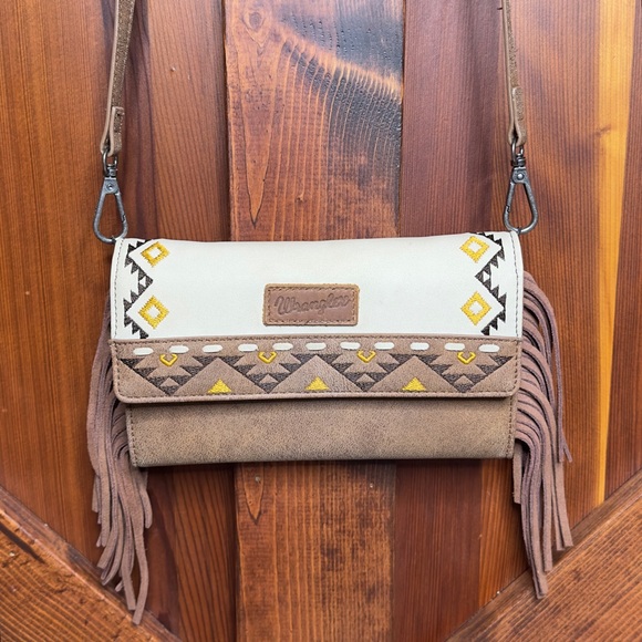 Wrangler Handbags - Wrangler Aztec Fringe Crossbody Wallet
